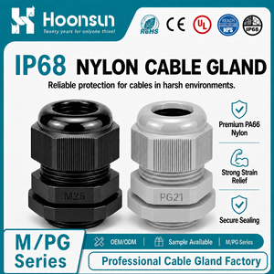 Pressacavo in Nylon PA66 Impermeabile IP68 PG7-PG63 con Raccordo Antistress e Dado di Bloccaggio per Scatole di Giunzione e Pannelli di Controllo - Product Image 1