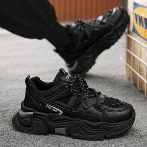 Scarpe Sportive Casual Estive da Uomo di Tendenza, Scarpe da Corsa in Mesh per Ragazzi, Scarpe da Papà Nere di Marca, Colore Unico con Rialzo - Product Image 4