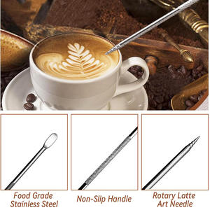 <span class=keywords><strong>Kit</strong></span> de <span class=keywords><strong>Barista</strong></span> para Café Espresso de 51/53/58 mm con Tamper, Herramienta WDT, Jarra para Espumar, Pluma para Arte Latte, Agitador, Tapete para Tamper y Plantillas - Product Image 4