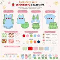 Puresun OEM/DOM Ensemble de bloomers doux brodés en coton 100% à motif fraise, imprimé à carreaux, sans manches, pour garçons de 0 à 3 ans