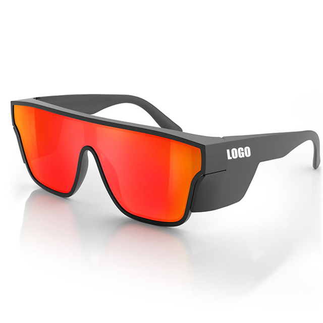 LMA Custom Design Square Oversized ANSI Z87 Mirror Red Men One Pieces Eyewear Women AS/NZS 1337.1 Side Shield Safety Sunglasses