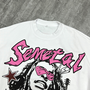 เสื้อยืดคอกลมโอเวอร์ไซส์ผ้าฝ้าย 100% ทรงหลวมไหล่ตก สไตล์สตรีทแวร์ ลายกราฟิกแบบสั่งทำพิเศษ - Product Image 3