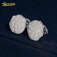 Boucles d'oreilles clous en moissanite 925, design texture cuir, serties de pierres, bijoux de rappeur, certifiées GRA, testées au diamant