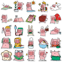 50 autocollants décoratifs quotidiens en PVC imperméable, personnalisés, mignons, à l'effigie de Piggy Soars, pour jouets, scrapbooking et classement