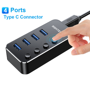 Rshtech 5gbps siêu tốc độ <span class=keywords><strong>USB</strong></span> C đến 4 cổng 3.0 Hub <span class=keywords><strong>USB</strong></span> C HUB với DC 5V/2A Power Adapter <span class=keywords><strong>USB</strong></span> Hub cho máy tính xách tay và macbook - Product Image 1