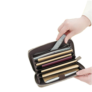 Portefeuille de voyage en cuir véritable mince pour femmes blocage RFID longue fermeture éclair accordéon carte <span class=keywords><strong>et</strong></span> <span class=keywords><strong>chéquier</strong></span> <span class=keywords><strong>porte</strong></span>-passeport portefeuilles pour femmes - Product Image 4