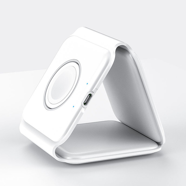 Magnetic 3-in-1 Foldable 15W Fast Wireless Charger Stand Portable USB Compatible for Phone Watch Earphone