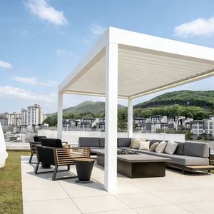 Pergola haut <span class=keywords><strong>de</strong></span> gamme en aluminium imperméable avec <span class=keywords><strong>éclairage</strong></span> LED intégré, pavillon <span class=keywords><strong>de</strong></span> jardin <span class=keywords><strong>extérieur</strong></span> pour repas en plein air - Product Image 1