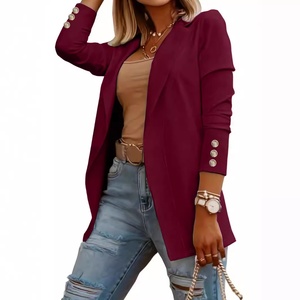 新しいファッション女性のソリッドパターン長袖ブレザーシングルブレストコートトップス - Product Image 3