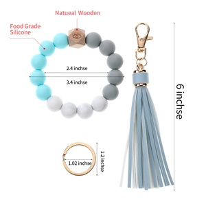 Bán buôn chóng mặt <span class=keywords><strong>Creek</strong></span> thiết kế Silicone vòng chìa khóa Vòng đeo tay, phụ nữ đính cườm Bangle Keychain Wristlet Da Tua - Product Image 6