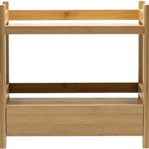 Bamboo Two Layer Storage Rack With <b>Drawer</b> Desktop Organizer For Desk Neatening And Multi Purpose Use - Product Image 5