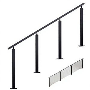 Reilbu Garde-corps à câbles en acier inoxydable noir mat, pour extérieur, montage latéral sur poteau carré, design épuré, livraison rapide - Product Image 2