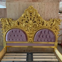 Lit superposé moderne en bois massif de luxe, taille king, avec tête de lit violette pour chambre principale