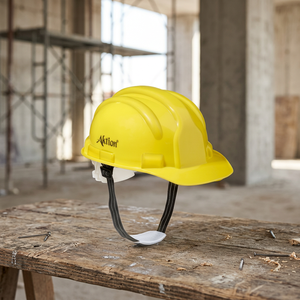 Casque de sécurité en vinyle jaune, casque de protection pour chantier de construction - Product Image 2