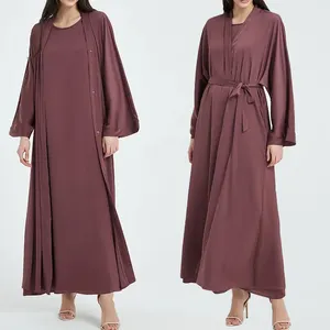 优雅的迪拜女性开放阿巴亚卡夫坦和服开衫吉尔巴布阿拉伯长袍穆斯林女性连衣裙2024阿巴亚女孩穆斯林连衣裙
