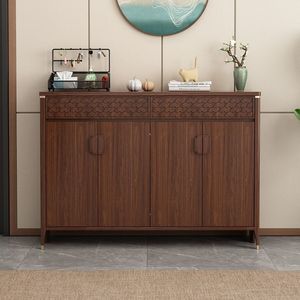 ตู้เก็บรองเท้าสไตล์จีน ตู้เก็บของไม้เนื้อแข็ง ดีไซน์ย้อนยุคหลายชั้น สำหรับทางเข้าบ้าน - Product Image 2