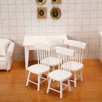 Ensemble de meubles miniatures pour maison de poupée à l'échelle 1:12 - Table et chaises de cuisine en bois miniatures à faire soi-même
