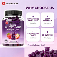 Gummies de Glutathion et Collagène en Gros, 60 Unités, Éclaircissant, Raffermissant, Hydratant, Antioxydant, Éclat, Saveur Fraise pour Femmes, OEM
