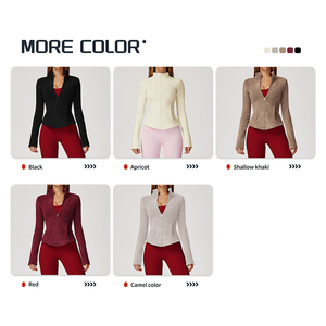 Veste <span class=keywords><strong>de</strong></span> yoga en polaire <span class=keywords><strong>à</strong></span> col montant, entièrement zippée, respirante, coupe-vent, chaude et épaisse, pour le fitness et la gym, avec poches, marque privée - Product Image 3