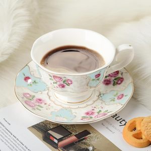 Luxury New Bone China Colorful Elegant Floral Gold Coffee Cup with Saucer British <strong>Tea</strong> <strong>Set</strong> 6+6 Classic Rose <strong>Tea</strong> <strong>Party</strong> <strong>Set</strong> - Product Image 3