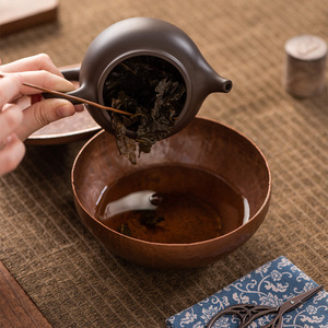 Handmade Round Copper Dry Brewing <b>Tray</b> For Tea Ceremony <b>Storage</b> Dehua Origin Standing Type - Product Image 3