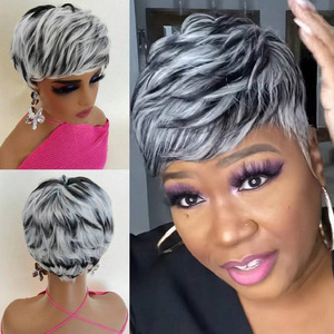 Peluca corta y rizada de marcas nacionales, estilo bob de fibra Kanekalon 1B1001, línea de cabello natural para mujeres, cualquier forma de rostro - Product Image 5