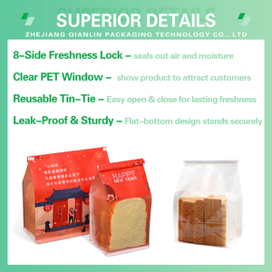 Bolsa Ecológica <span class=keywords><strong>para</strong></span> Pan con Ventanas Transparentes, de Papel Kraft Vertical de Grado Alimenticio, Resistente al Aceite, <span class=keywords><strong>para</strong></span> Pan, Brioche y Pan de Levadura - Product Image 4