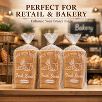 Sacs d'emballage pour pain en LDPE transparent, sacs de boulangerie en plastique transparent avec attaches torsadées dorées pour la fraîcheur