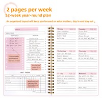 Reliure spirale, couverture en PP imperméable, A5, pages intérieures épaisses et colorées, pour l'école, les étudiants, le bureau, cadeau, planificateur 52 semaines