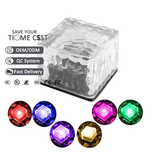 Luces LED Solares para Jardín, 4 LED, de Cristal, Empotradas en el Suelo, con Forma de Ladrillo de Hielo - Product Image 1