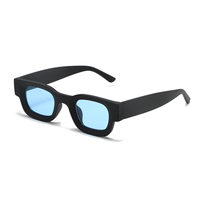 Lunettes de soleil rectangulaires noires brillantes rétro unisexes, protection UV400, mode streetwear