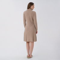 Robe tricotée longue à col roulé pour femmes, en laine et cachemire, vêtement tricoté de styliste,