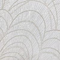 Tissu brodé de sequins argentés, motif éventail perlé, dentelle en maille pour robe de soirée, robe de mariée, fête de mariage, couture, vente en gros