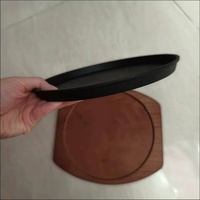 19-29cm Gusseisen-Bratplatte Runde Grillpfanne mit Holzuntersetzer für Steak BBQ Teppanyaki Restaurant Zuhause OEM Maßanfertigung