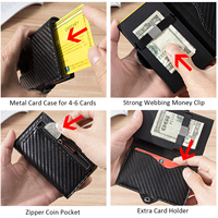 Dompet Kulit Serat Karbon Pria, Desain Baru Dompet Kulit Serat Karbon Pemegang Kartu Ramping Rfid Pria