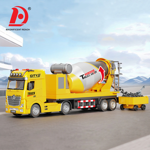 Camion malaxeur à béton à inertie avec petite remorque, véhicule de simulation de malaxeur à ciment, jouet de construction en plastique - Product Image 1