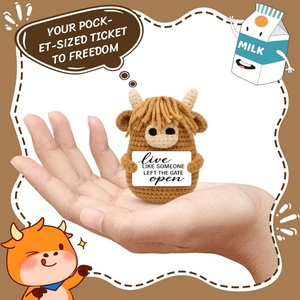 Vache des Highlands amusante et positive - Cadeaux pour femmes, hommes, meilleurs amis - Décoration de bureau en crochet inspirante - <span class=keywords><strong>Cadeau</strong></span> encourageant et inspirant - Product Image 5