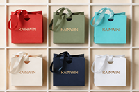 Sac cadeau minimaliste pour bijoux, petit sac de courses en papier écologique avec ruban pour boutique, faveurs de mariage, fournisseur
