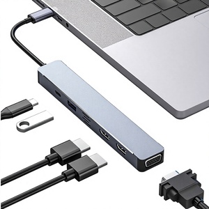 Type-C拡張ドック 5ポート多機能モバイルフォン/ラップトップドッキングステーション デュアルHDTV 4K VGA USB3.0 PD100W ディスプレイ 在庫あり - Product Image 1