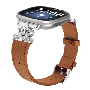 新しいファッション本革リストバンド <span class=keywords><strong>Fitbit</strong></span> <span class=keywords><strong>Versa</strong></span> 4 <span class=keywords><strong>Versa</strong></span> <span class=keywords><strong>3</strong></span> ウォッチ用 ラインストーン付きレザーストラップ - Product Image 3
