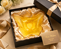 Assiette décorative en cristal K9 de luxe en forme de feuille d'érable, cadeau d'automne pour l'inauguration de maison, les célébrations et les fêtes
