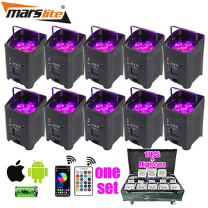 Set da 10 Fari <span class=keywords><strong>PAR</strong></span> a Batteria Ricaricabili Smartbat Wireless con Custodia, Luci da Palco per Matrimoni, Feste e DJ - Product Image 1