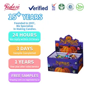 High Quality Halloween's Day Sugar Free Candy Sweets Funny Pumpkin Children Snack Food Watermelon Lollipop Hard Candy