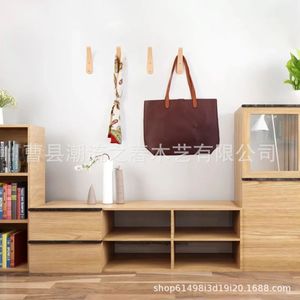 New cross-border wooden hook room coat rack <b>clothes</b> hanger wall-mounted <b>storage</b> behind door entryway <b>clothes</b> - Product Image 1