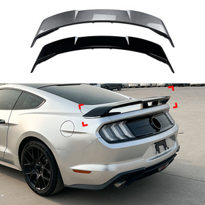 Ford Mustang Rear Spoiler <b>Wing</b> Shaped Piano <b>Black</b> Carbon Fiber Texture ABS Trunk Spoiler 2015-2023 - Product Image 1