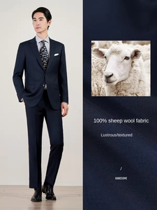 Costume pour homme en laine/soie haut de gamme, simple boutonnage, fermeture éclair, anti-rétrécissement, lavable en machine, doublure semi-linen, haute qualité, fabriqué en Chine - Product Image 3