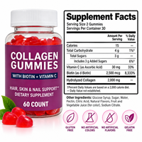 Gummies de Collagène Marque Blanche 60 Unités – Collagène, Biotine, Vitamine C – Complément Alimentaire Quotidien pour la Beauté et la Nutrition à Base de Plantes