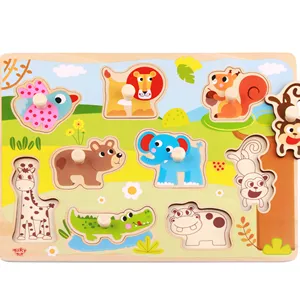 Casse-tête personnalisé Jouets en bois zoo Animal Puzzle jouet plateau de jeu