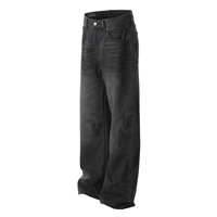 Jeans droits vintage hip-hop pour hommes, style streetwear, coupe large, délavés, respirants, vente en gros