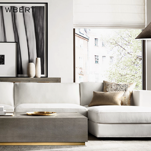 Wbert โซฟาแบบแบ่งส่วนหรูหราสไตล์อเมริกันผ้าลินินเนื้อนุ่มแบบร่วมสมัยสำหรับบ้านโรงแรมวิลล่า - Product Image 3